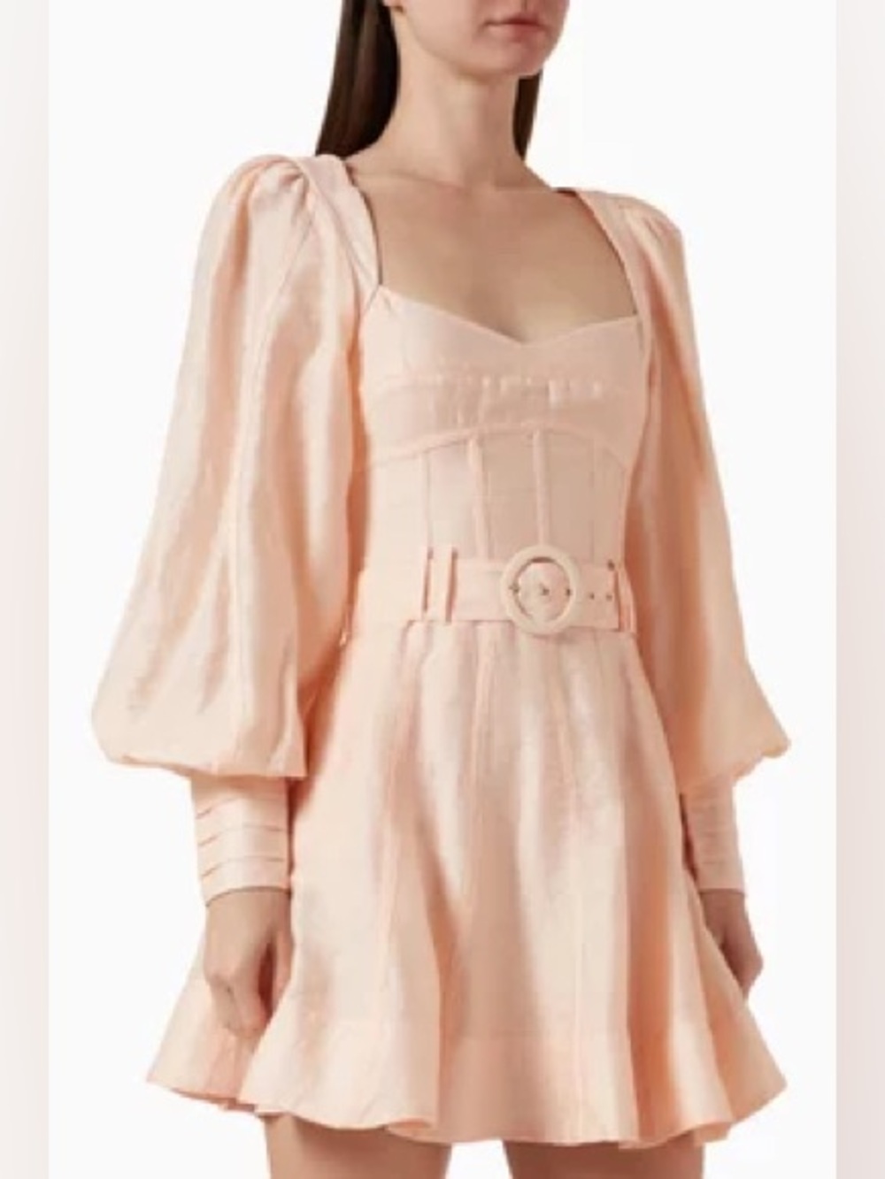 REVOLVE Saint Armont Pink Puff-Sleeve Belted Mini Dress NWT Small Retail $460